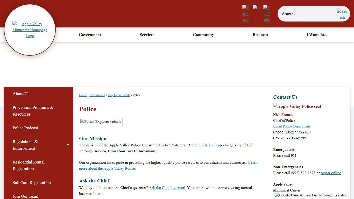 Police Apple Valley, MN - Official Website